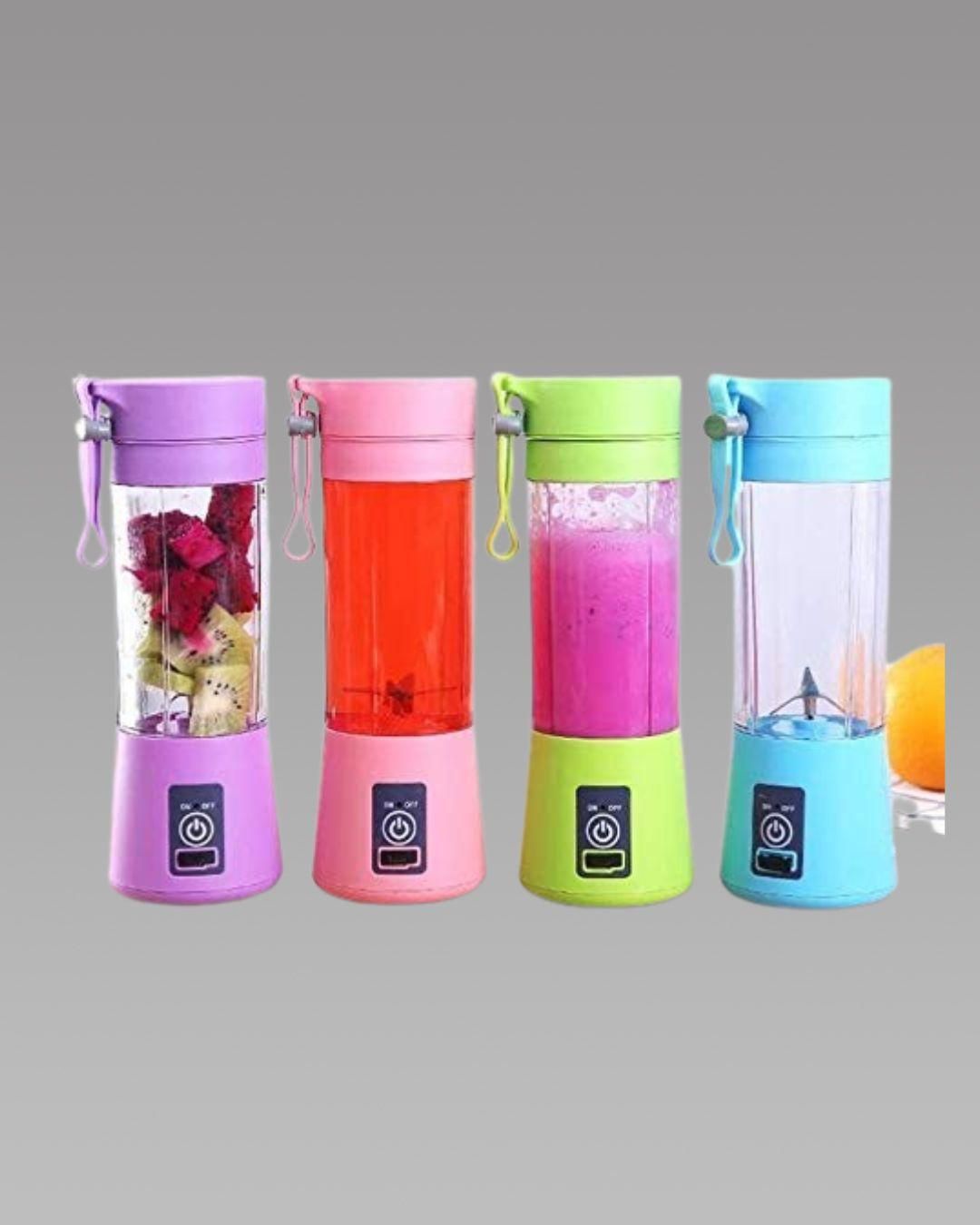 Colorful Portable Electric 6 Blade USB Juice Maker (380 ml) in various styles, perfect for fresh smoothies on the go.