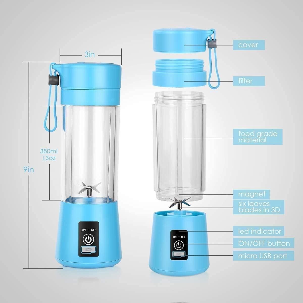 Compact and stylish, the Portable Electric 6 Blade USB Juice Maker (380 ml) is perfect for fresh juices on the go.