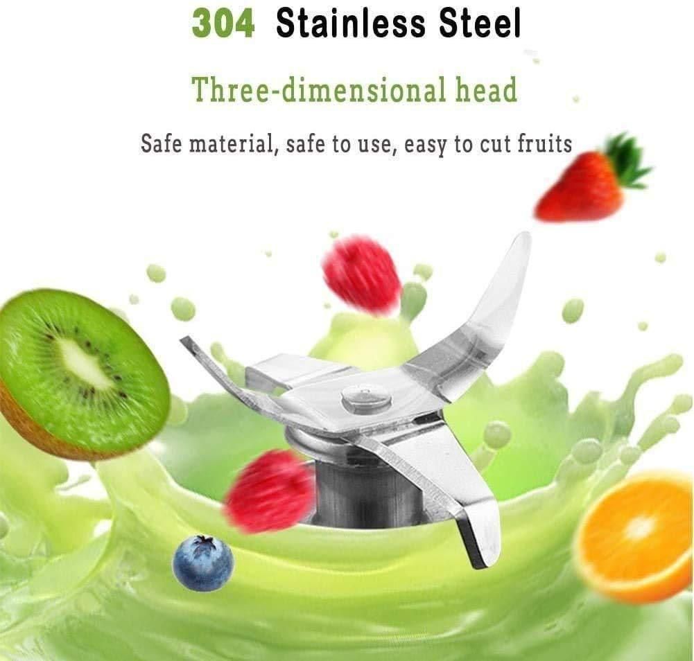 Portable Electric 6 Blade USB Juice Maker (380 ml) features stainless steel blades for easy fruit blending.