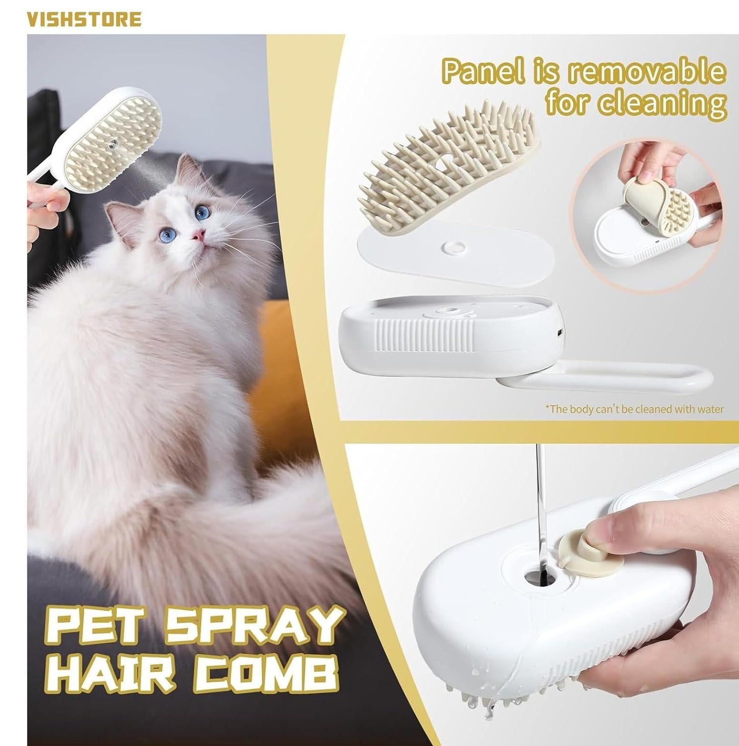 PetGroom Steam Brush for Dog and Cat – Effortless Grooming and Deodorizing