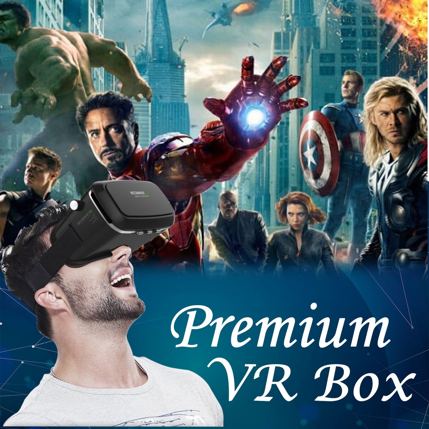 VR Pro 1447 VR Virtual Reality 3D Glasses Headset – Comfortable Design with Adjustable Straps
