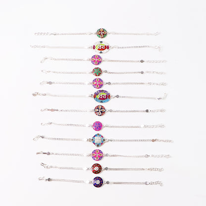 SilverCraft Pack Of 12 Silver Chain Rakhis – Elegant Bracelet Style Design